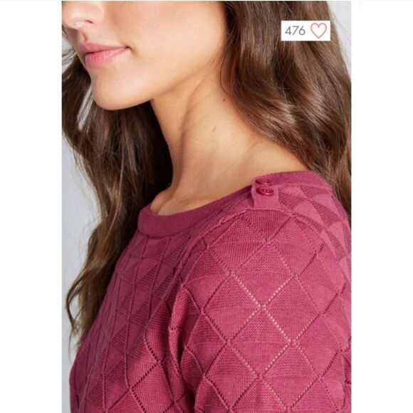 Modcloth Short Sleeve Textured Sweater, Size Mauve, Medium, Excellent Condition - Picture 14 of 15